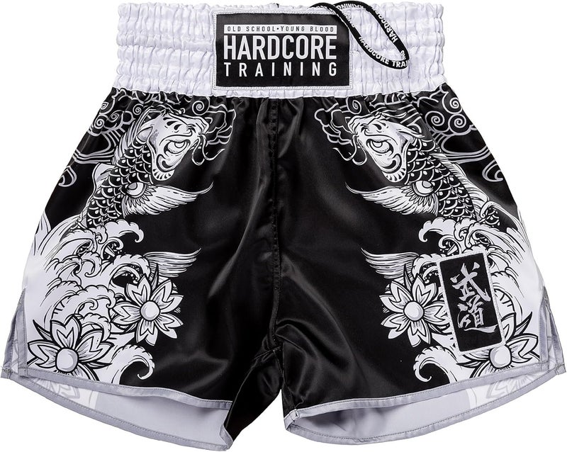Hardcore Training Muay Thai Shorts Japanese Cortoon Design Kick Boxing MMA Combat Sport Sparring Trunks Cage Fight (US, Alpha, Large, Regular, Regular, White) - Image 1
